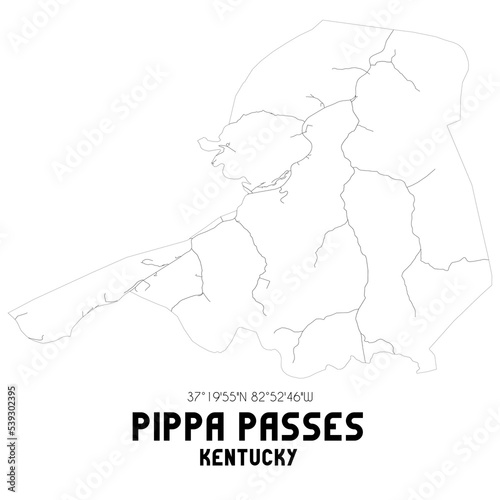 Pippa Passes Kentucky. US street map with black and white lines. photo