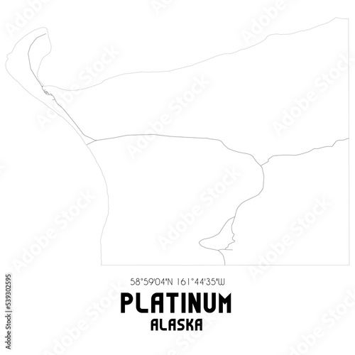 Platinum Alaska. US street map with black and white lines.