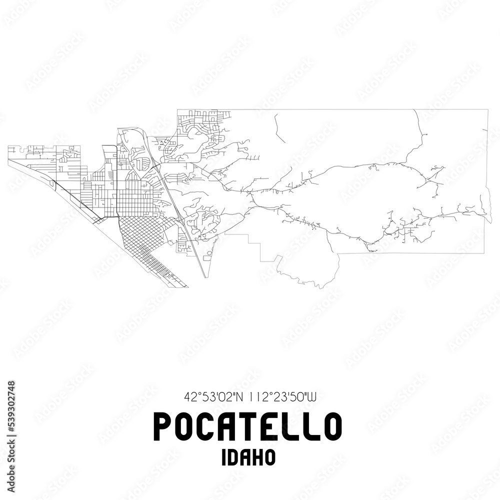 Pocatello Idaho. US street map with black and white lines.