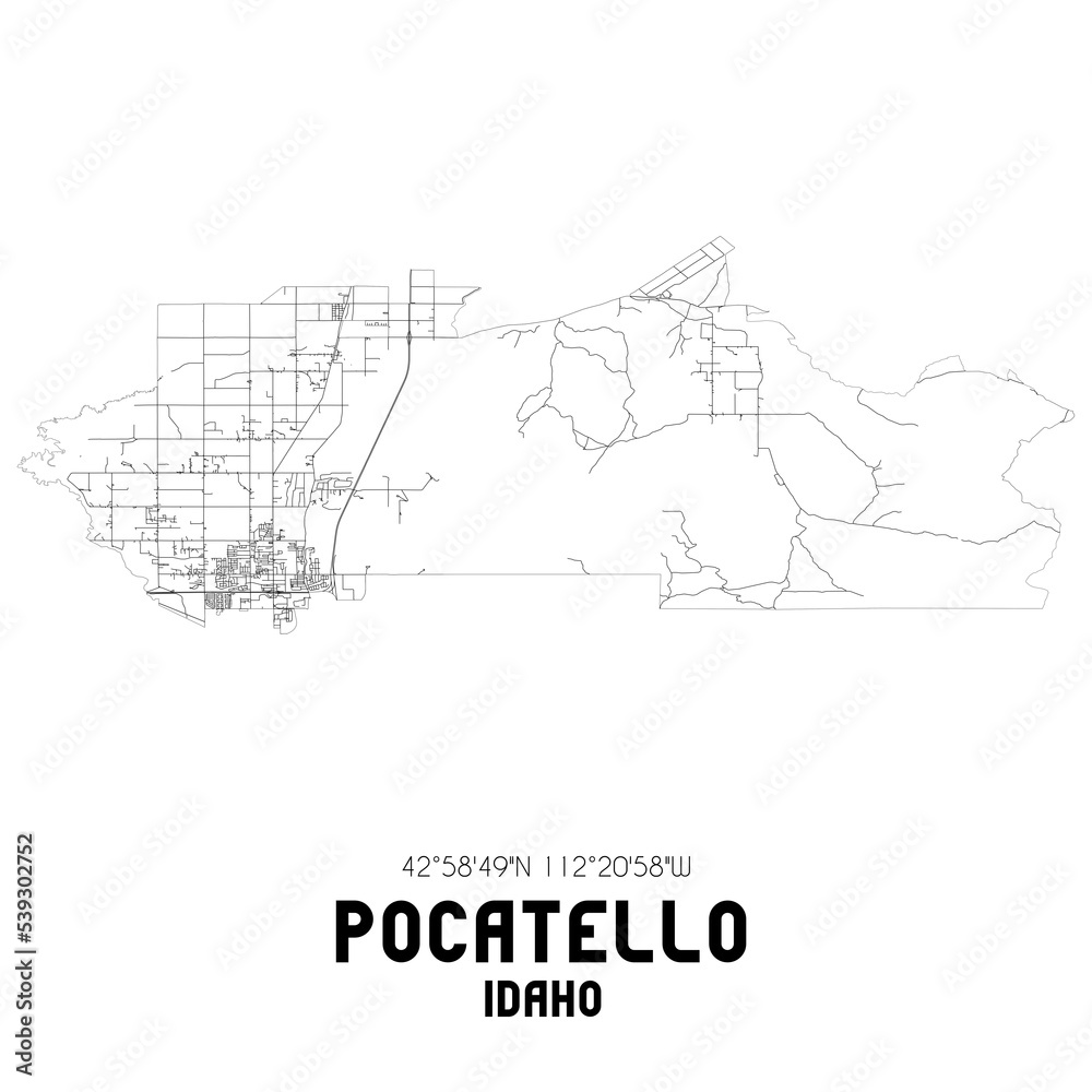 Pocatello Idaho. US street map with black and white lines.