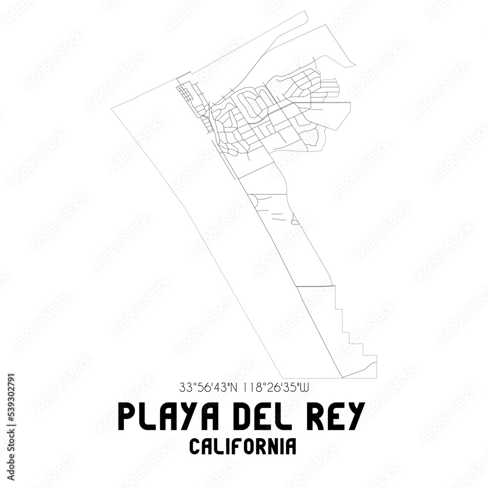 Playa Del Rey California. US street map with black and white lines. Playa Del Rey California. US street map with black and white lines.