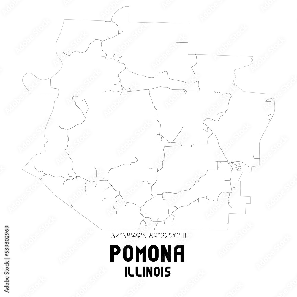 Pomona Illinois. US street map with black and white lines.