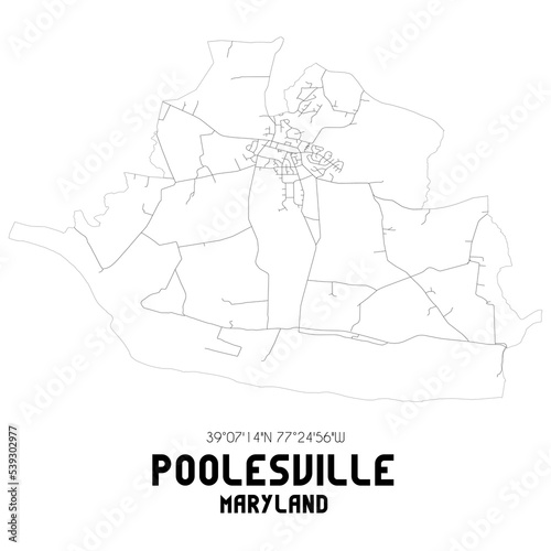 Poolesville Maryland. US street map with black and white lines. photo