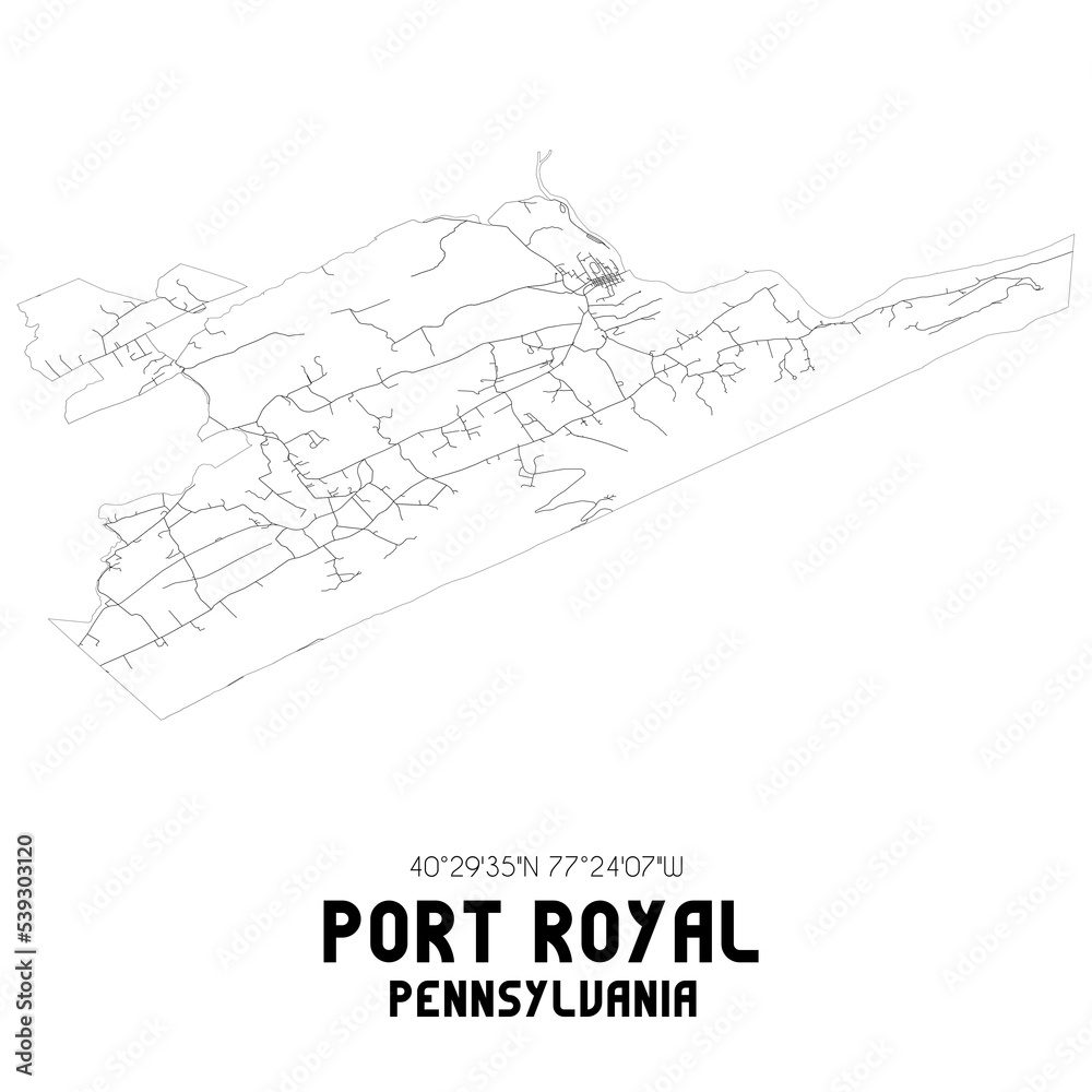 Port Royal Pennsylvania. US street map with black and white lines. Port Royal Pennsylvania. US street map with black and white lines.