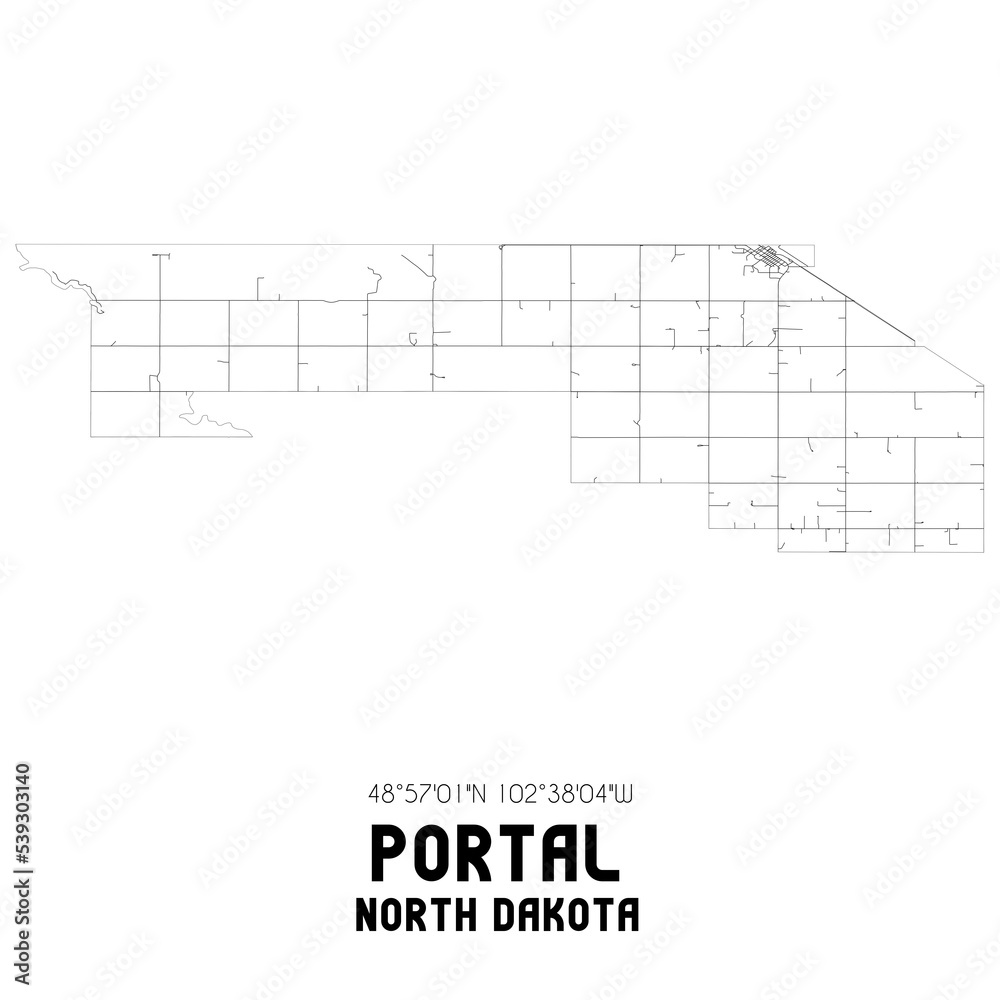 Portal North Dakota. US street map with black and white lines. Portal North Dakota. US street map with black and white lines.