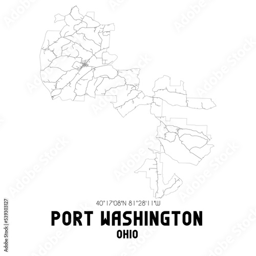 Port Washington Ohio. US street map with black and white lines.