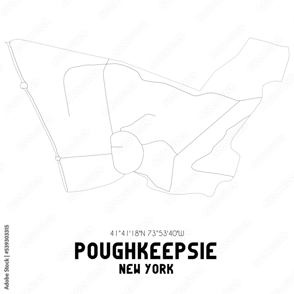 Poughkeepsie New York. US street map with black and white lines. Poughkeepsie New York. US street map with black and white lines.