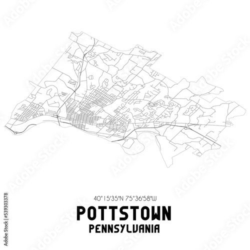 Pottstown Pennsylvania. US street map with black and white lines.