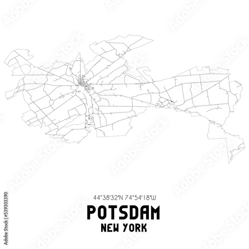 Potsdam New York. US street map with black and white lines.