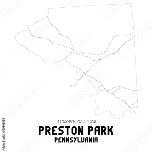 Preston Park Pennsylvania. US street map with black and white lines. photo