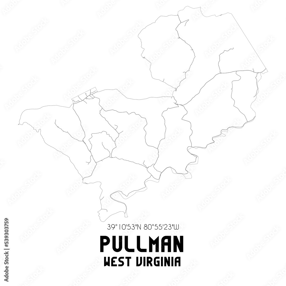 Pullman West Virginia. US street map with black and white lines.