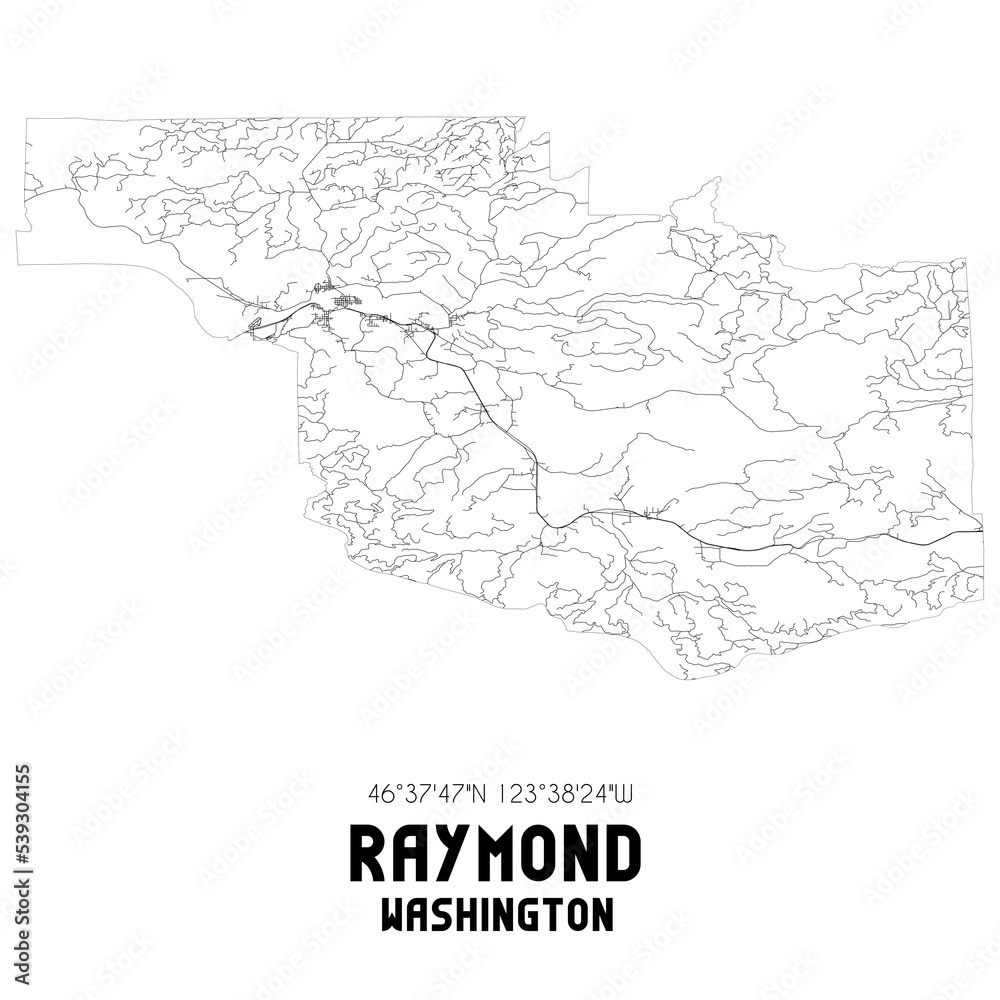 Raymond Washington. US street map with black and white lines.