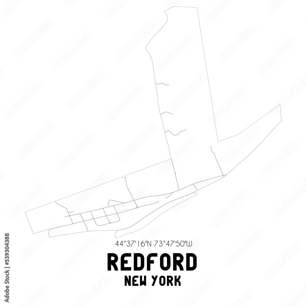 Redford New York. US street map with black and white lines. Stock Illustration Adobe Stock