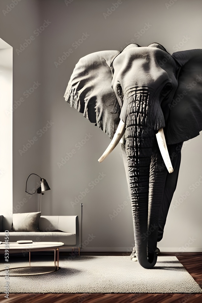Ilustrace „Illustration of an elephant in the room. High quality  illustration“ ze služby Stock | Adobe Stock