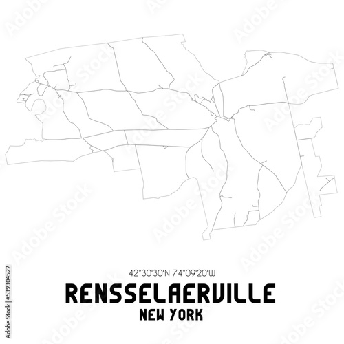 Rensselaerville New York. US street map with black and white lines.