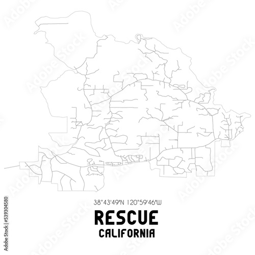 Rescue California. US street map with black and white lines.