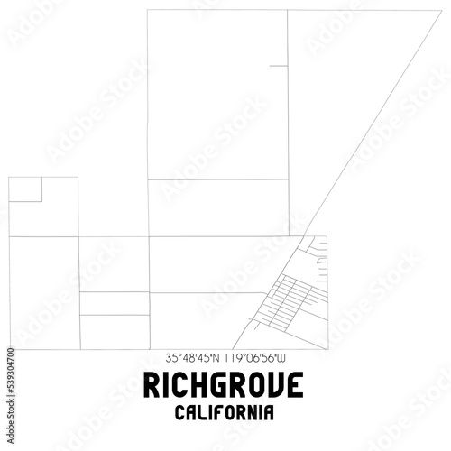 Richgrove California. US street map with black and white lines. photo