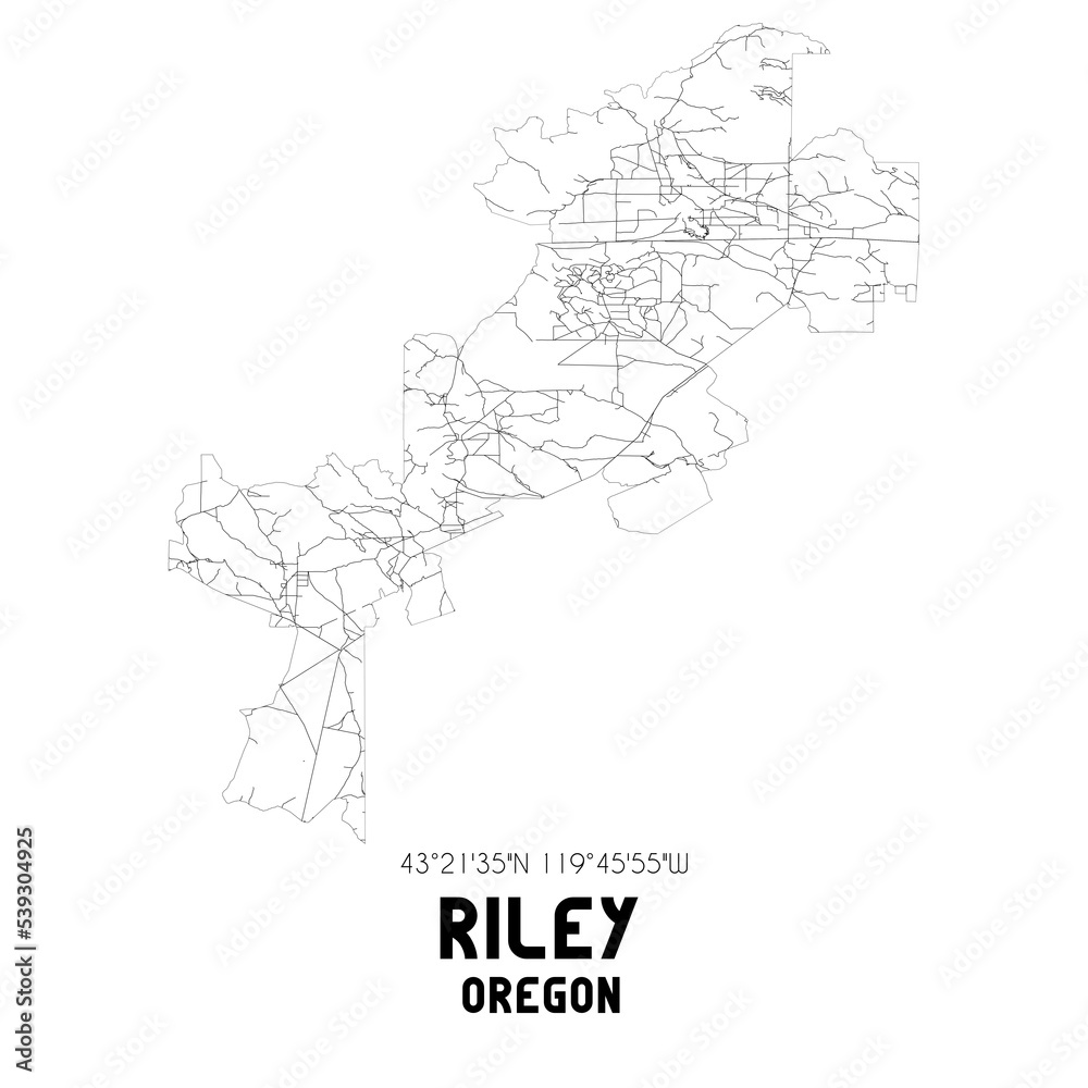 Riley Oregon. US street map with black and white lines. Riley Oregon. US street map with black and white lines.