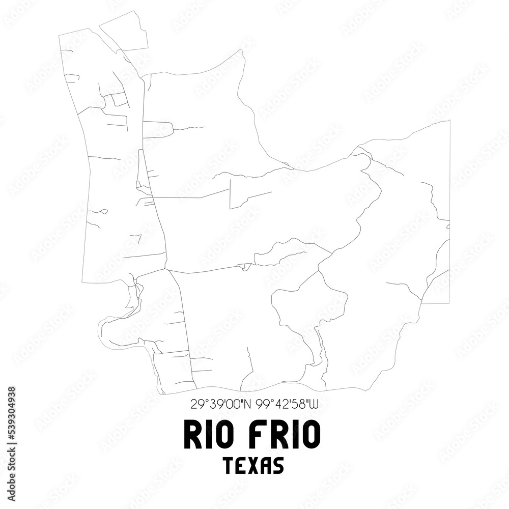 Rio Frio Texas. US street map with black and white lines. Rio Frio Texas. US street map with black and white lines.
