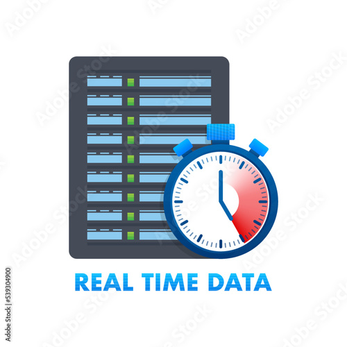 Real time data icon. Big data, database collection. Vector stock illustration.