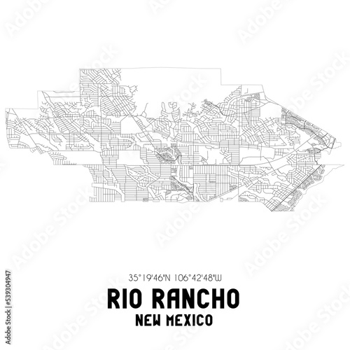 Rio Rancho New Mexico. US street map with black and white lines. © Rezona