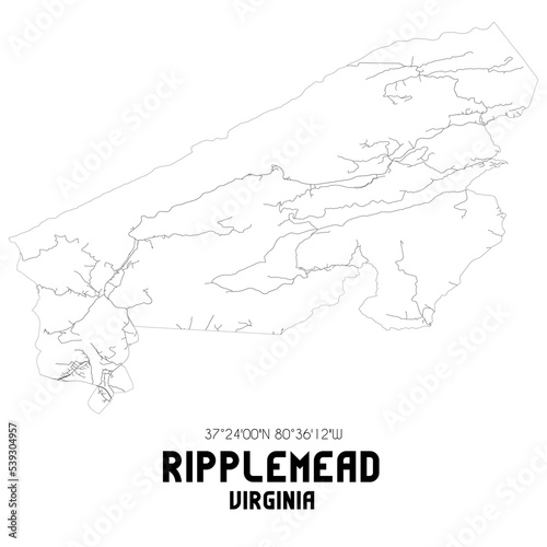 Ripplemead Virginia. US street map with black and white lines.