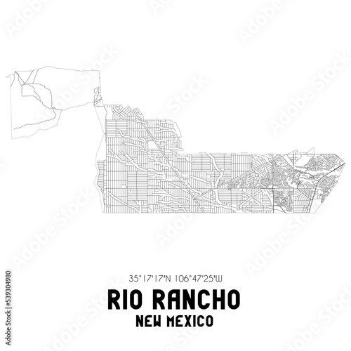 Rio Rancho New Mexico. US street map with black and white lines. photo