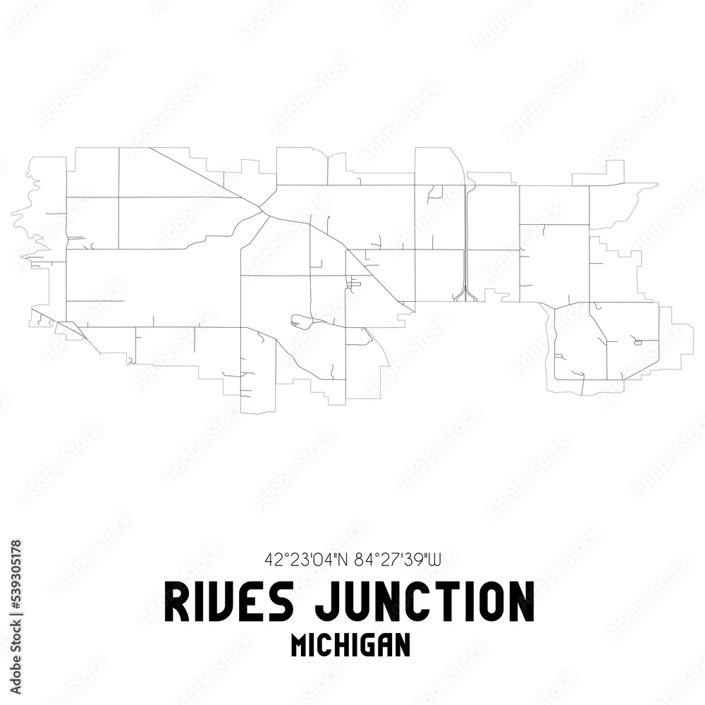 Rives Junction Michigan. US street map with black and white lines.