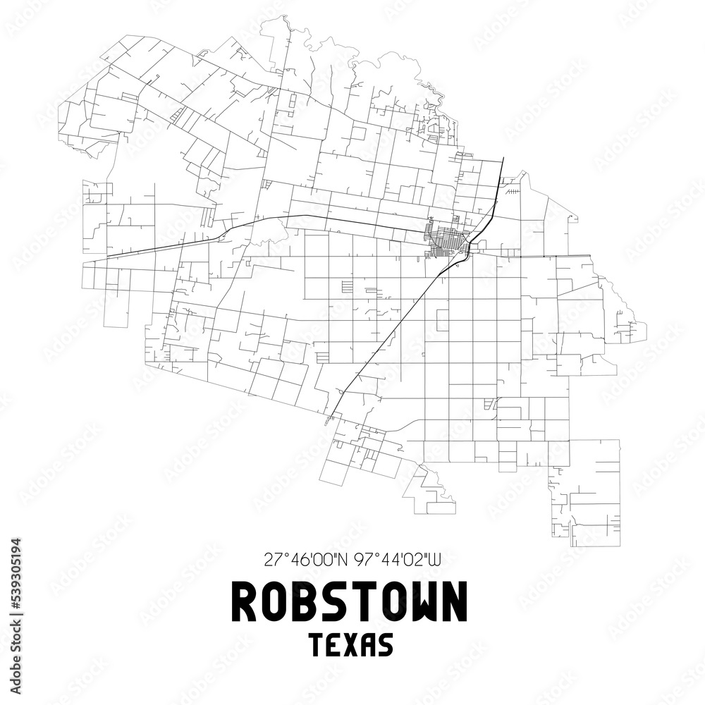 Robstown Texas. US street map with black and white lines. Robstown Texas. US street map with black and white lines.