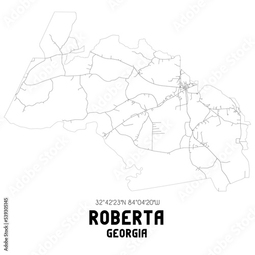 Roberta Georgia. US street map with black and white lines. photo