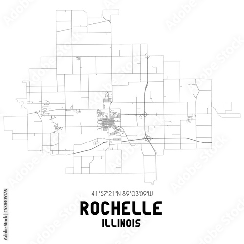 Rochelle Illinois. US street map with black and white lines. photo