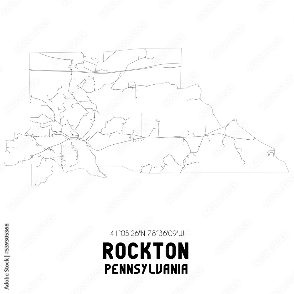 Rockton Pennsylvania. US street map with black and white lines.
