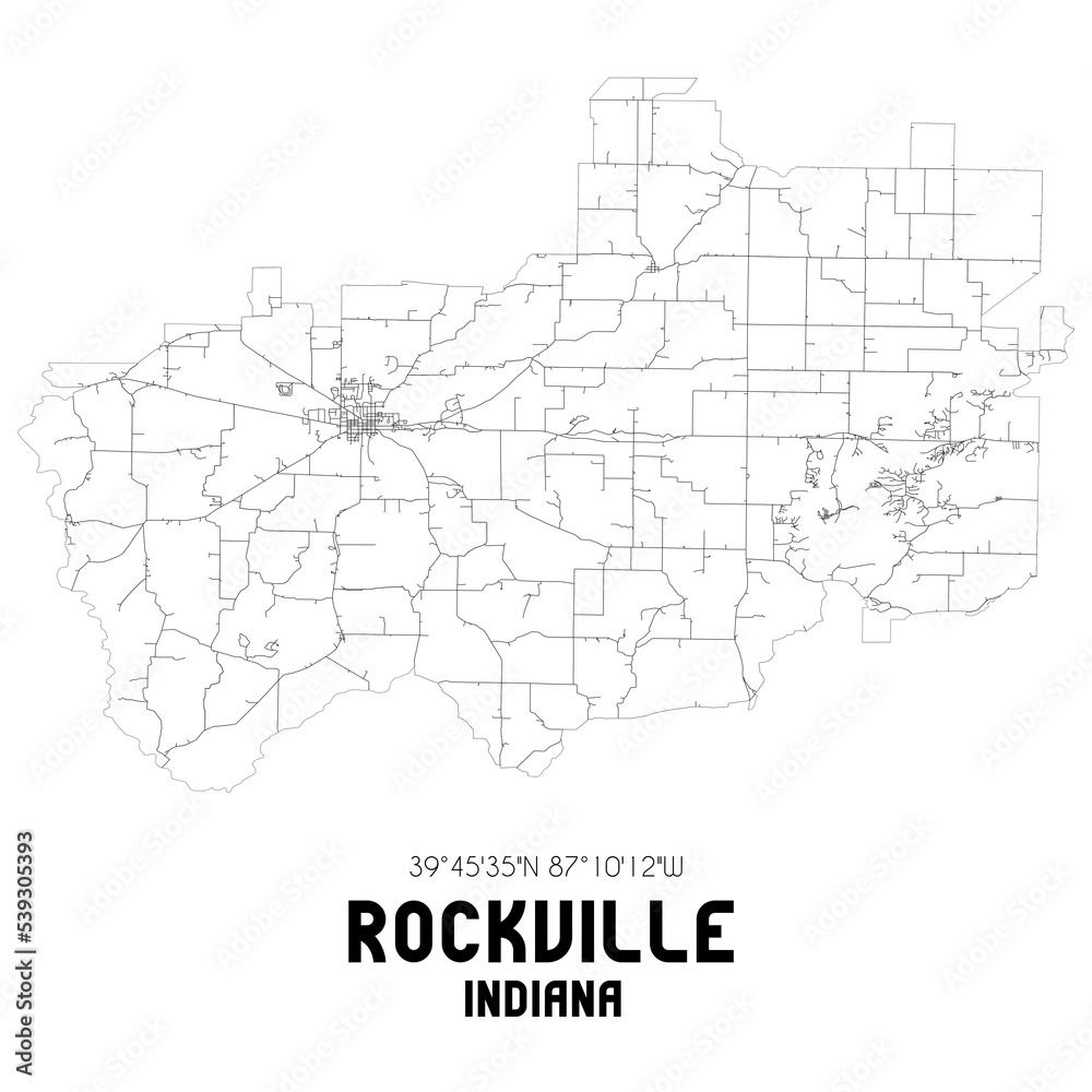 Rockville Indiana. US street map with black and white lines. Rockville Indiana. US street map with black and white lines.