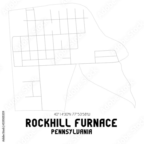 Rockhill Furnace Pennsylvania. US street map with black and white lines.