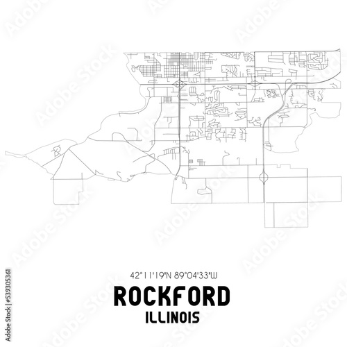 Rockford Illinois. US street map with black and white lines. photo