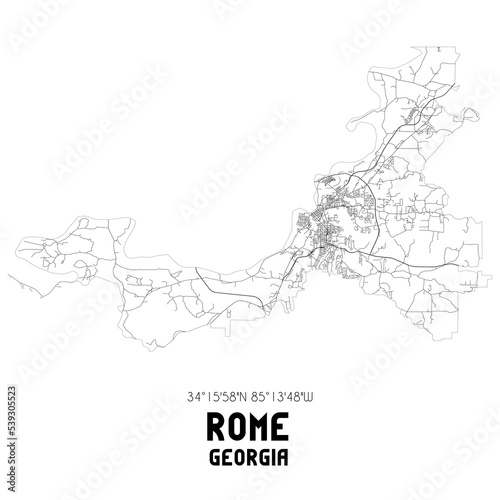 Rome Georgia. US street map with black and white lines.