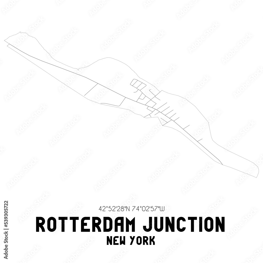 Rotterdam Junction New York. US street map with black and white lines