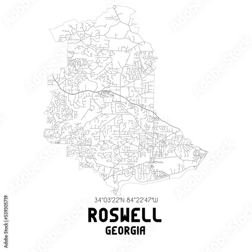 Roswell Georgia. US street map with black and white lines. photo