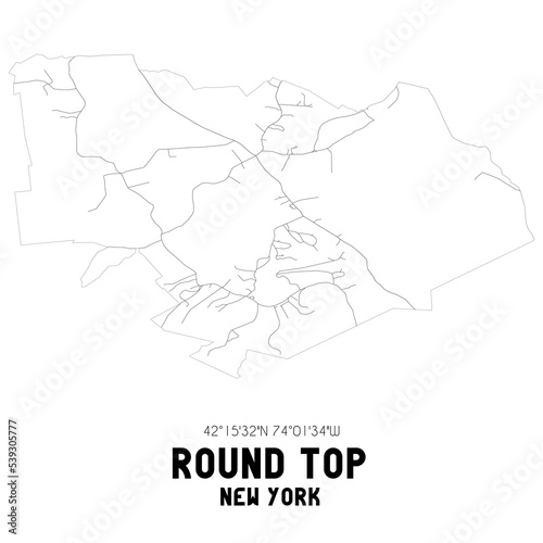 Round Top New York. US street map with black and white lines.