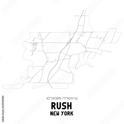 Rush New York. US street map with black and white lines.