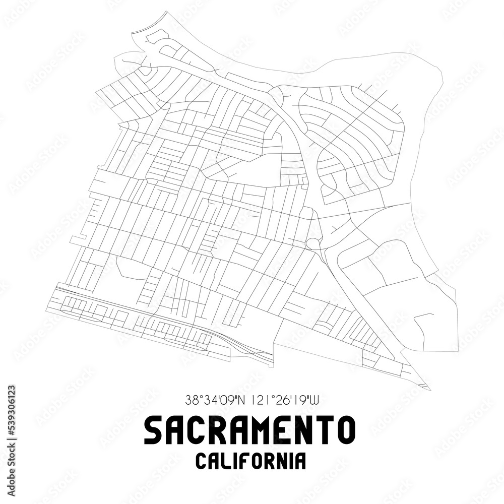 Sacramento California. US street map with black and white lines. Sacramento California. US street map with black and white lines.