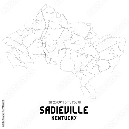 Sadieville Kentucky. US street map with black and white lines.