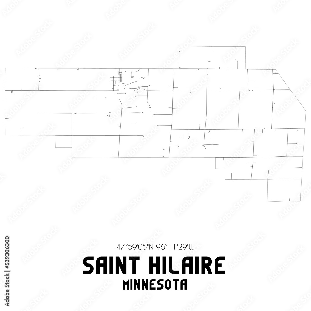 Saint Hilaire Minnesota. US street map with black and white lines. Saint Hilaire Minnesota. US street map with black and white lines.