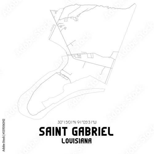 Saint Gabriel Louisiana. US street map with black and white lines. photo