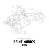 Saint Maries Idaho. US street map with black and white lines.