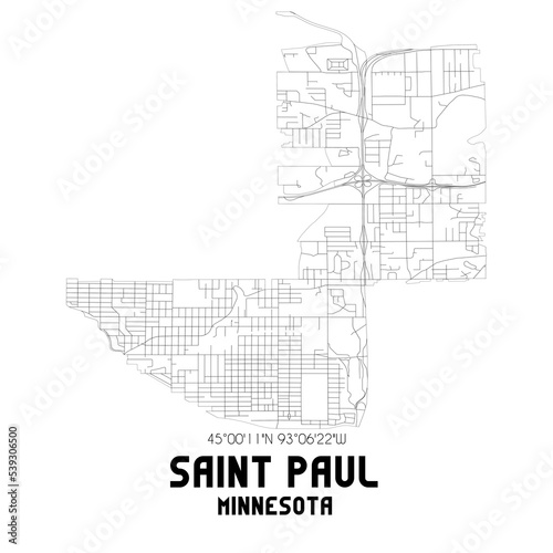 Saint Paul Minnesota. US street map with black and white lines. © Rezona
