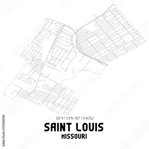 Saint Louis Missouri. US street map with black and white lines.