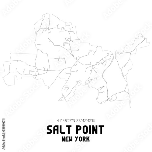 Salt Point New York. US street map with black and white lines.