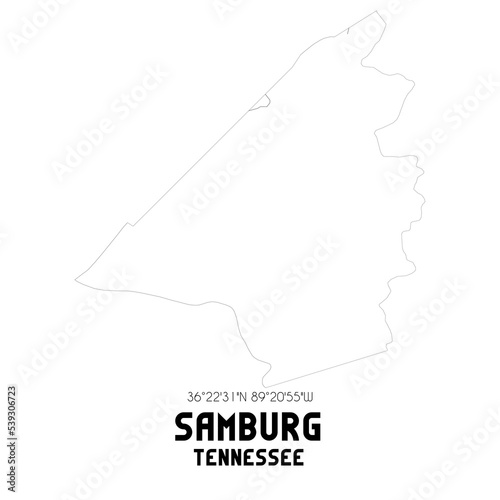 Samburg Tennessee. US street map with black and white lines. photo