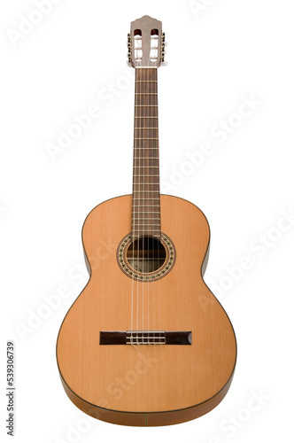 Classical acoustic guitar on transparent background